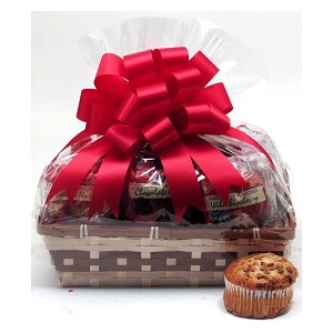 Muffins & More gift basket with assorted muffins, coffee, hot cocoa and tea 